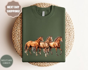 Western Horses Sweatshirt, Cute Western Horses Shirt,Horse Lovers Holiday Gift,Western Gift, Horse Sweatshirt,Cowgirl Gift,Horse Lovers Gift