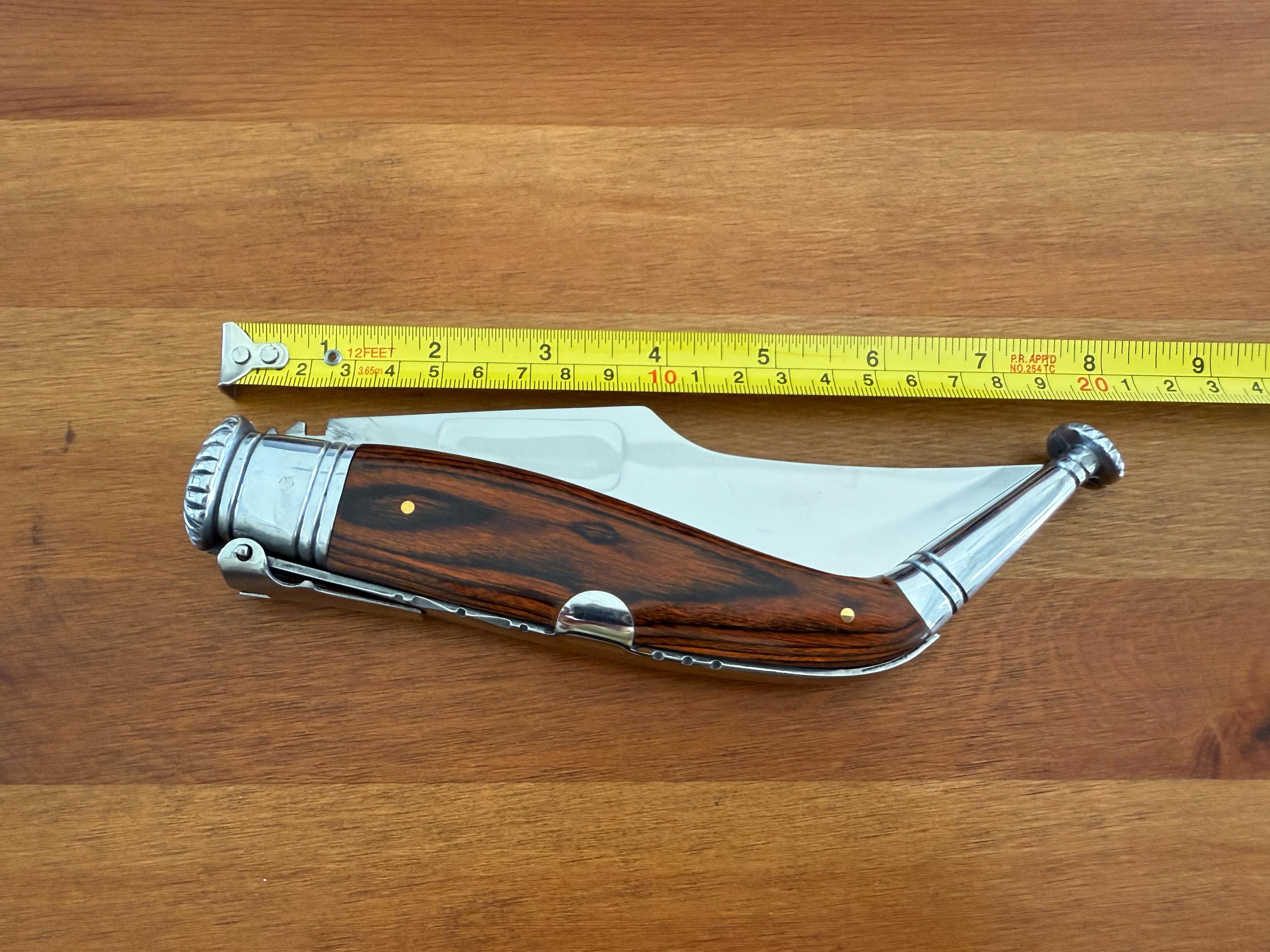 5.7” Spanish Navaja Jerezana Folding Knife Red Stamina Wood Scales