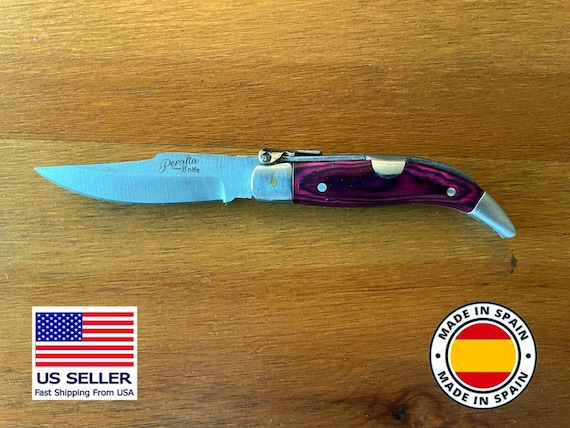 2.5" Spanish Navaja Teja Albacete Pocket Knife Purple Wood Scales
