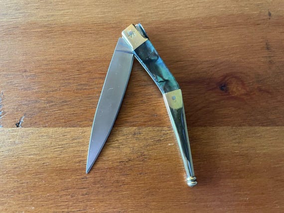 3.34" Arabian Style Pocket Knife Navaja with Golden Bolsters - NO ratchet