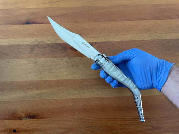 5.66" Spanish Navaja Sevillana Albacete Pocket Knife Nacre Imitation with Ratchet