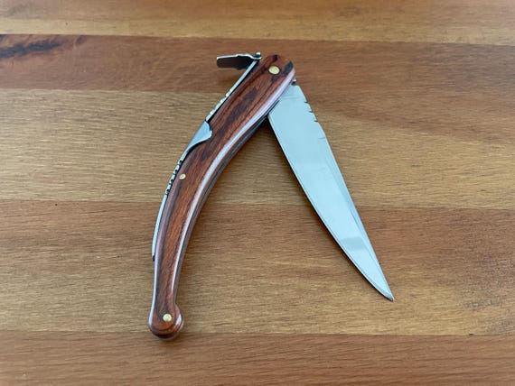 4.13 in. Spanish Navaja Folding Pocket Knife Red Stamina Wood Handle High Quality