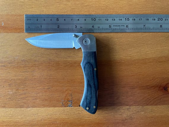3.14" Spanish Navaja Tactical Pocket Knife Wooden Handle Black Lockback