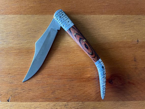 3.5" Arabian Style Pocket Knife Red Wood Handle Spanish Navaja - NO ratchet