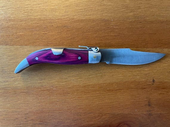 2.5" Spanish Navaja Teja Albacete Pocket Knife Purple Wood Scales