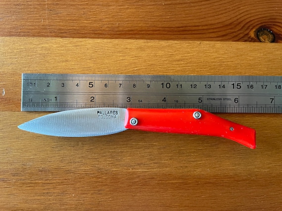 Pallares Solsona Pocket Knife Carbon Steel 2.76" / 7 cm Red from Spain