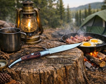 6” Spanish Navaja Serrana Folding Knife – Red Stamina Wood Handle | Ratchet Lock | US Seller