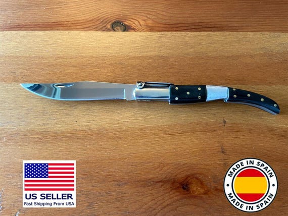 4" Arabian Folding Pocket Knife Black Wood and Steel Handle Navaja