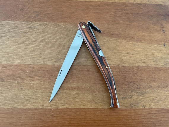 3.9 in. Estilete / Stiletto Spanish Navaja Pocket Knife Red Stamina Wood Handle Light and Sharp