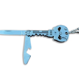 Skull Key Ring Knife 1.8-in Blade With Bottle Opener Polished Finish From Spain