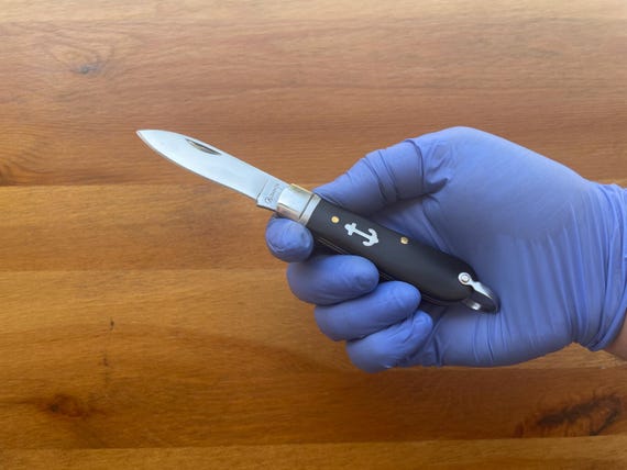 2.6" Pocket Knife Needle Point Black ABS Handle Sailor / Marinera Navaja