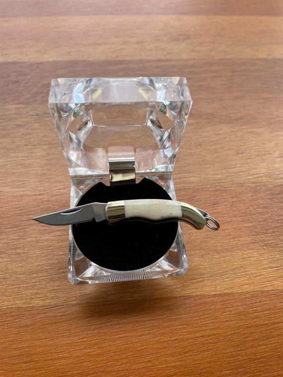 2.8" Full Length Miniature Pocket Knife 420 Steel Bone Scales Gift Box