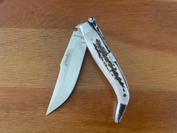 3.35” Spanish Navaja Pocket Knife Genuine Deer Antler Scales Handcrafted