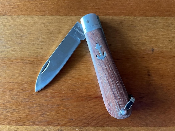 3.14" Pocket Knife Sword Point Wooden Handle Made in Spain