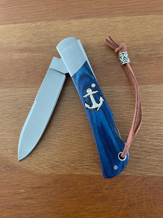 3.15" Steel Najava Pocket Knife Sailor / Marinera Blue Stamina Wood Handle