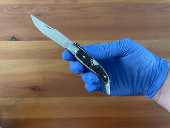 2.6" Carbon Steel Spanish Navaja Teja Deer Antler Imitation Scales Billet Lock