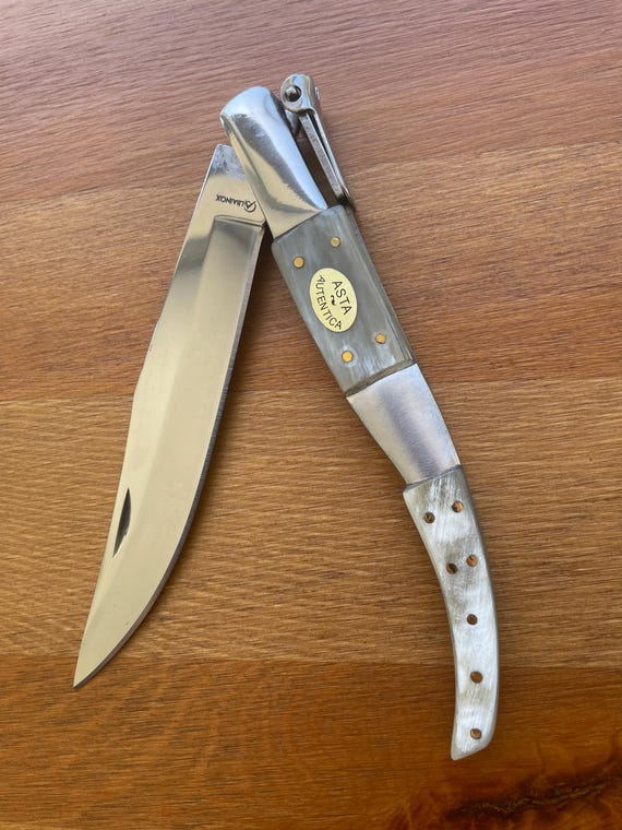 5.11" Arabian Style Navaja Folding Knife Bull Horn Scales w/ Ratchet