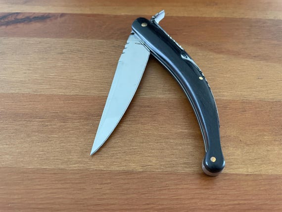 4.13 in. Spanish Navaja Pocket Knife Black Stamina Wood Handle High Quality