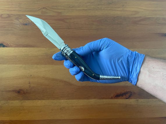 3.9" Spanish Navaja Sevillana Pocket Knife Blue Stamina Scales with Ratchet