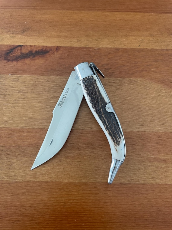 4.53” Spanish Navaja Pocket Knife Genuine Deer Antler Scales Handcrafted