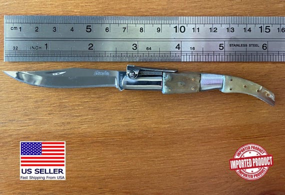 2.5" Arabian Folding Pocket Knife Bull Horn Scales Unique Handcrafted - Ratchet Sound