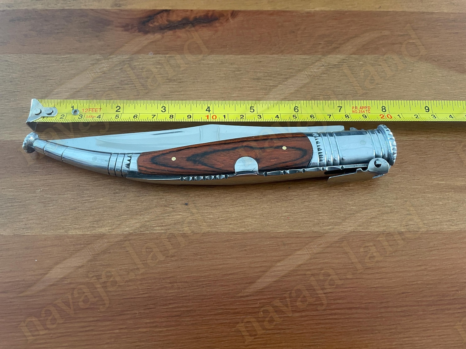 Spanish Rachet 6” Spanish Navaja Serrana Folding Knife – Red Stamina Wood Handle ...