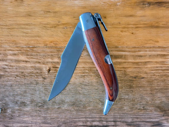 3.9" Spanish Navaja Teja Albacete Pocket Knife Red Wood Scales From Spain