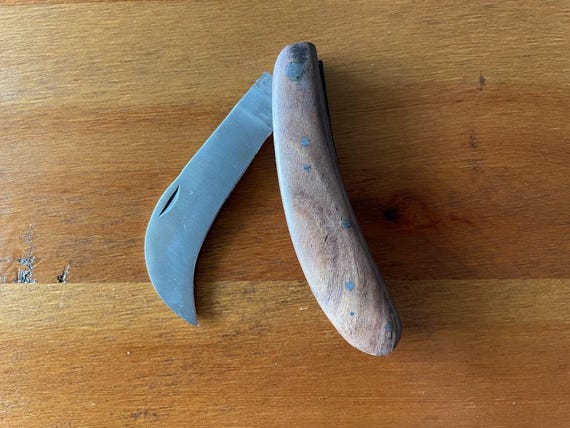 3.5" Hawkbill Skinning Tranchete Pocket Knife Stainless Blade