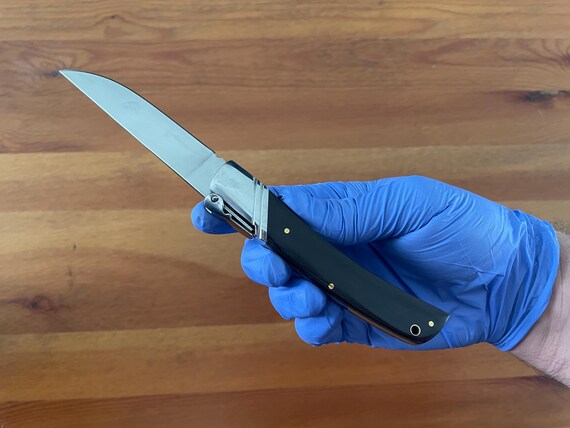 3.54" Spanish Navaja Pocket Knife Black Wood Scales With Ratchet & Billet Lock