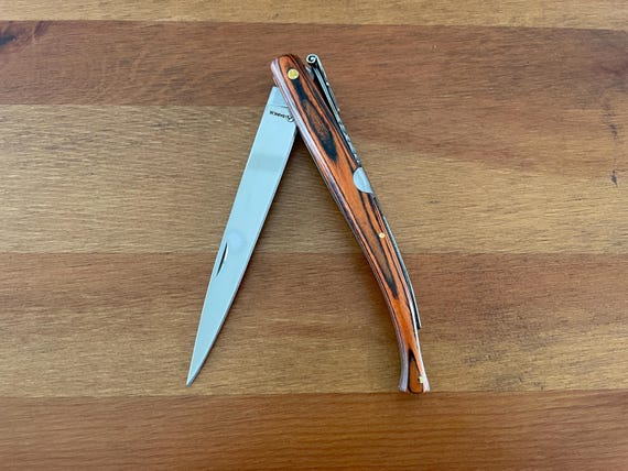 4.7 in. Estilete / Stiletto Spanish Navaja Pocket Knife Red Stamina Wood Handle Light and Sharp