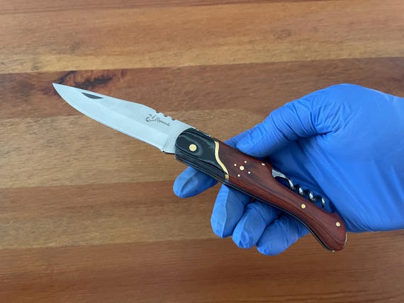 3.7” Navaja Laguiole Folding Pocket Knife Red Mikarta Handle Penknife with Corkscrew