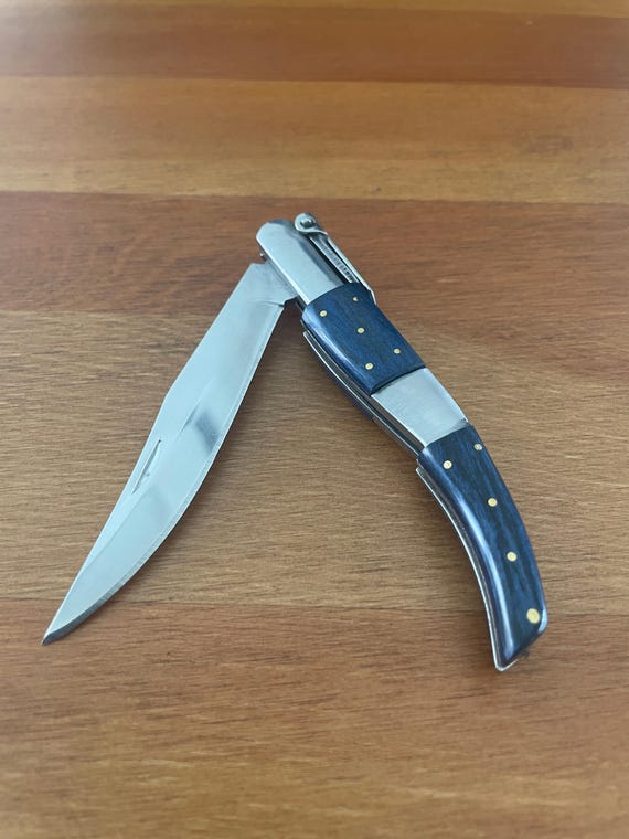 3.14" Arabian Folding Pocket Knife Blue Wood Scales Navaja Handcrafted Knife