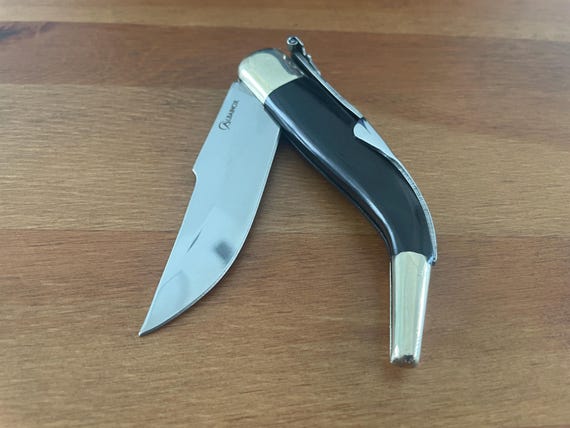 3.5” Luxury Spanish Navaja Pocket Knife Black Stamina / Alpaca High Quality