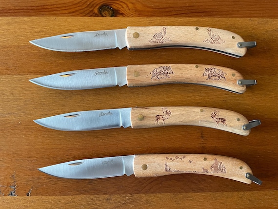 3.4 in. Set of 4 Spanish Navajas Wooden Handle Hunter's Field Pocket Knife