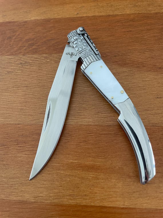 4.3" Arabian Style Navaja with Ratchet Pocket Knife Pearl Silk Model Plastic Inserts