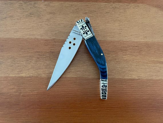 3.5" Luxury Navaja Pocket Knife Blue Stamina/Alpaca Handle Imported from Spain