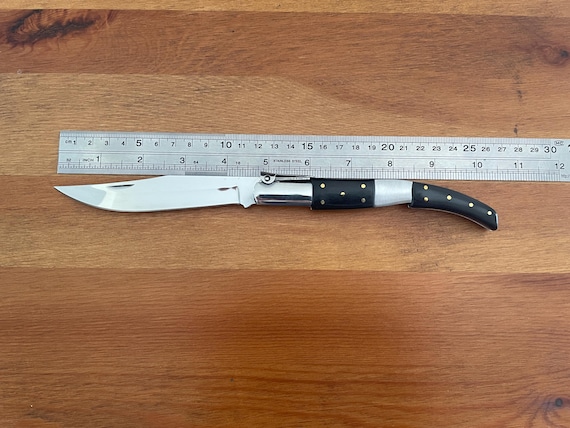 4.5" Arabian Style Navaja Folding Pocket Black Stamina Wood Scales From Spain