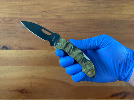 2.95" Stainless Black Blade Tactical Knife Plastic Camouflage Handle Lockback