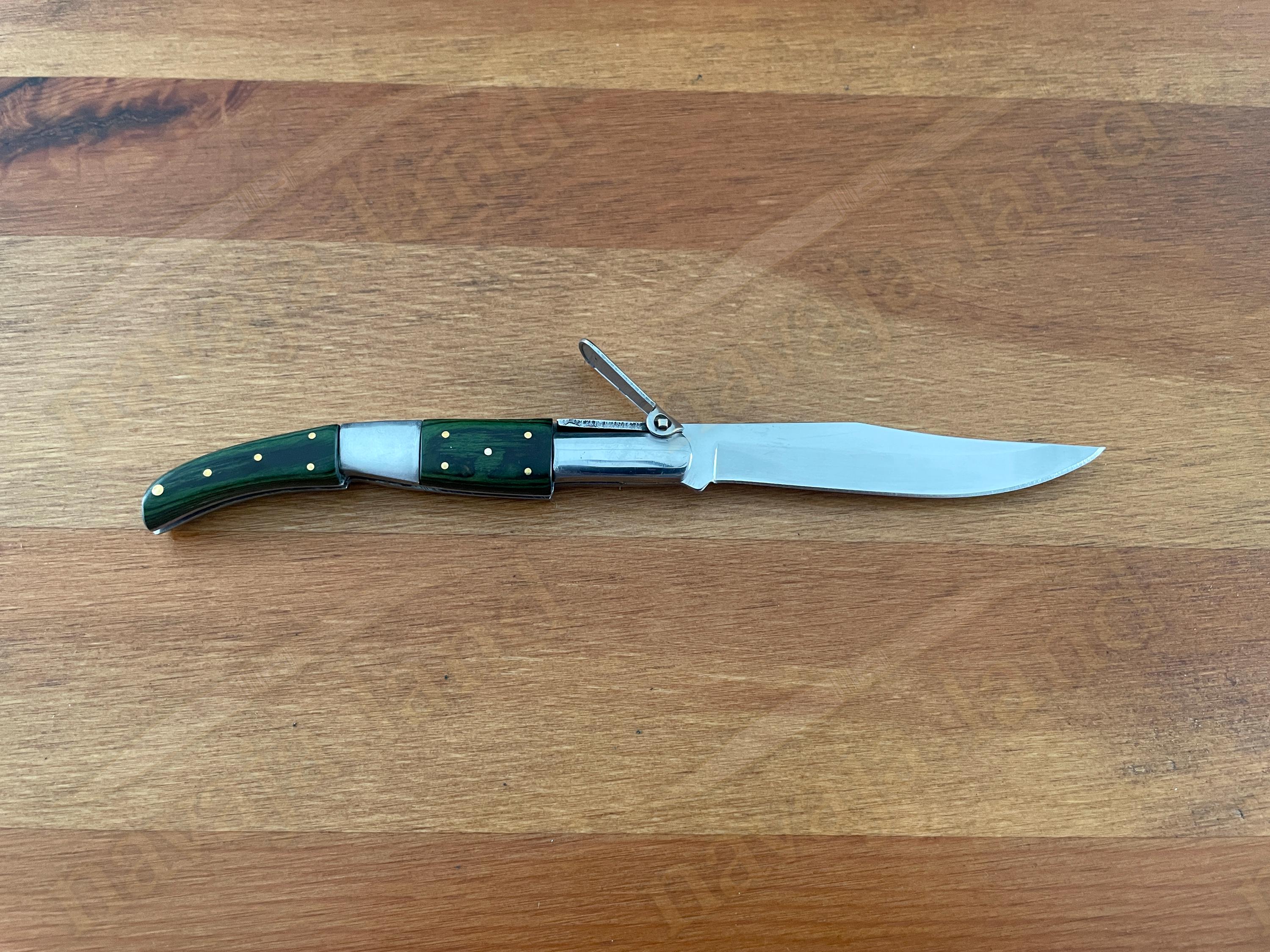 Spanish Rachet 3.14” Arabian Style Spanish Navaja Folding Knife – Green Wood & Steel ...