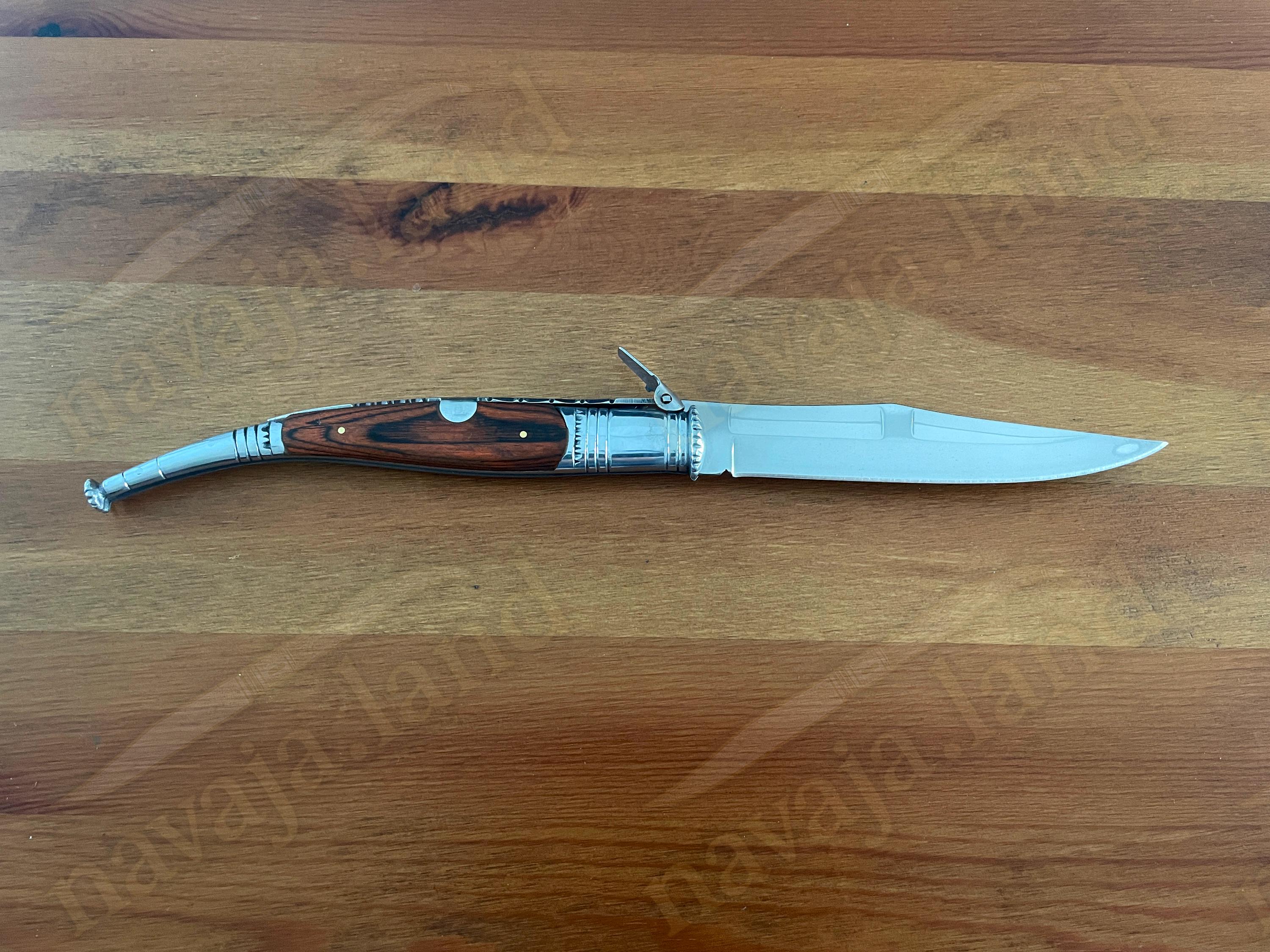 Spanish Rachet 6” Spanish Navaja Serrana Folding Knife – Red Stamina Wood Handle ...