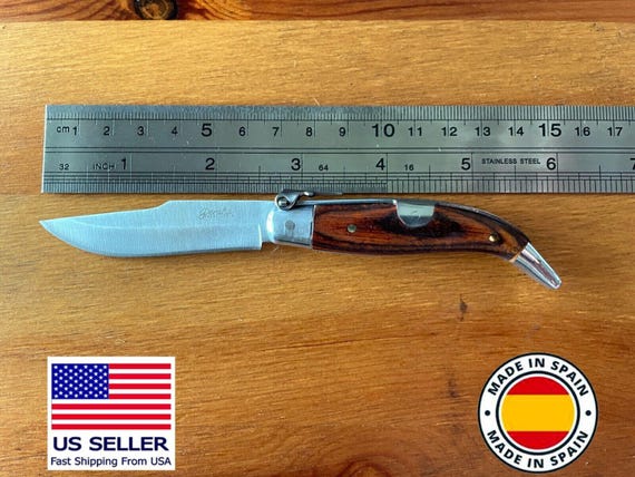 2.5" Spanish Navaja Teja Albacete Pocket Knife Red Wood Scales