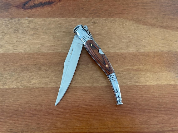4.13” Spanish Navaja Serrana Folding Pocket Knife Red Stamina Wood Handle