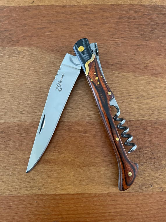 3.74” Navaja Laguiole Folding Pocket Knife Red Stamina/Mikarta Handle Corkscrew