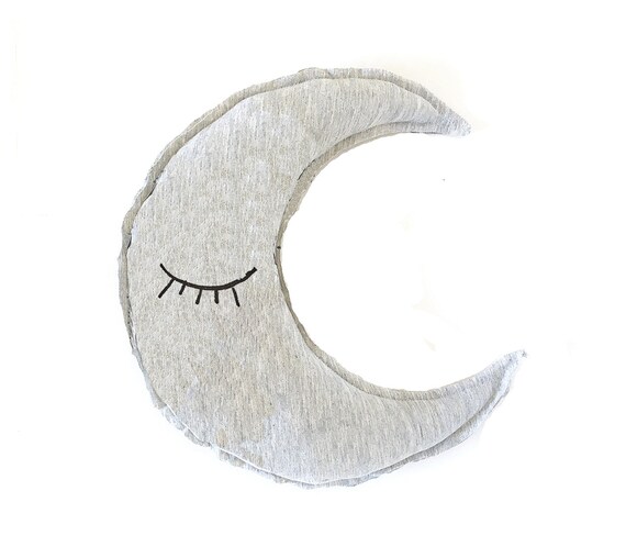 Crescent Moon Shaped Heather Grey Organic Cotton Pillow Etsy