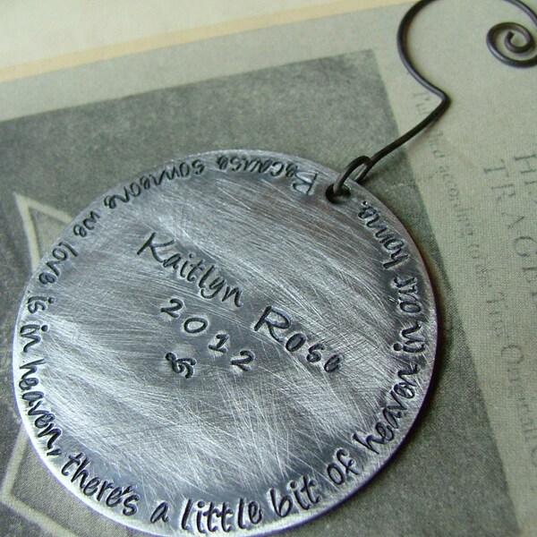 Custom Listing for Andrea - Because someone we love is in heaven Custom Hand Stamped Christmas Tree Ornament by MyBella