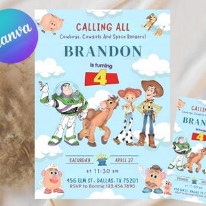 Toy Story Birthday Invitation, Editable Toy Story Invitation, Personalized Woody Buzz Jessie Birthday Download, Two Infinity and Beyond