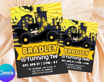 Editable Superhero Invitation, Bat Party Invite,Bat Birthday Invitation,Editable Bat Superhero Invitation,Bat Guy Birthday Party Invitation