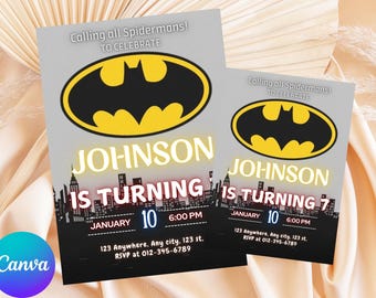 Editable Superhero Invitation, Bat Party Invite,Bat Birthday Invitation,Editable Bat Superhero Invitation,Bat Guy Birthday Party Invitation