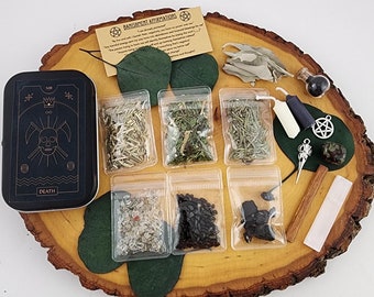 Banishment Travel Altar Death Tarot Card Portable Mini Witchcraft Tin Witches Altar Tools Spiritual Gift Release What No Longer Serves You