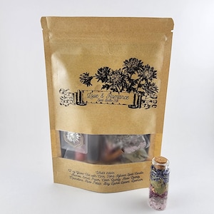 Love & Romance Spell Bottle Kit Herbs Crystals Glass Vial Premium Ritual Spell Jar Kit
